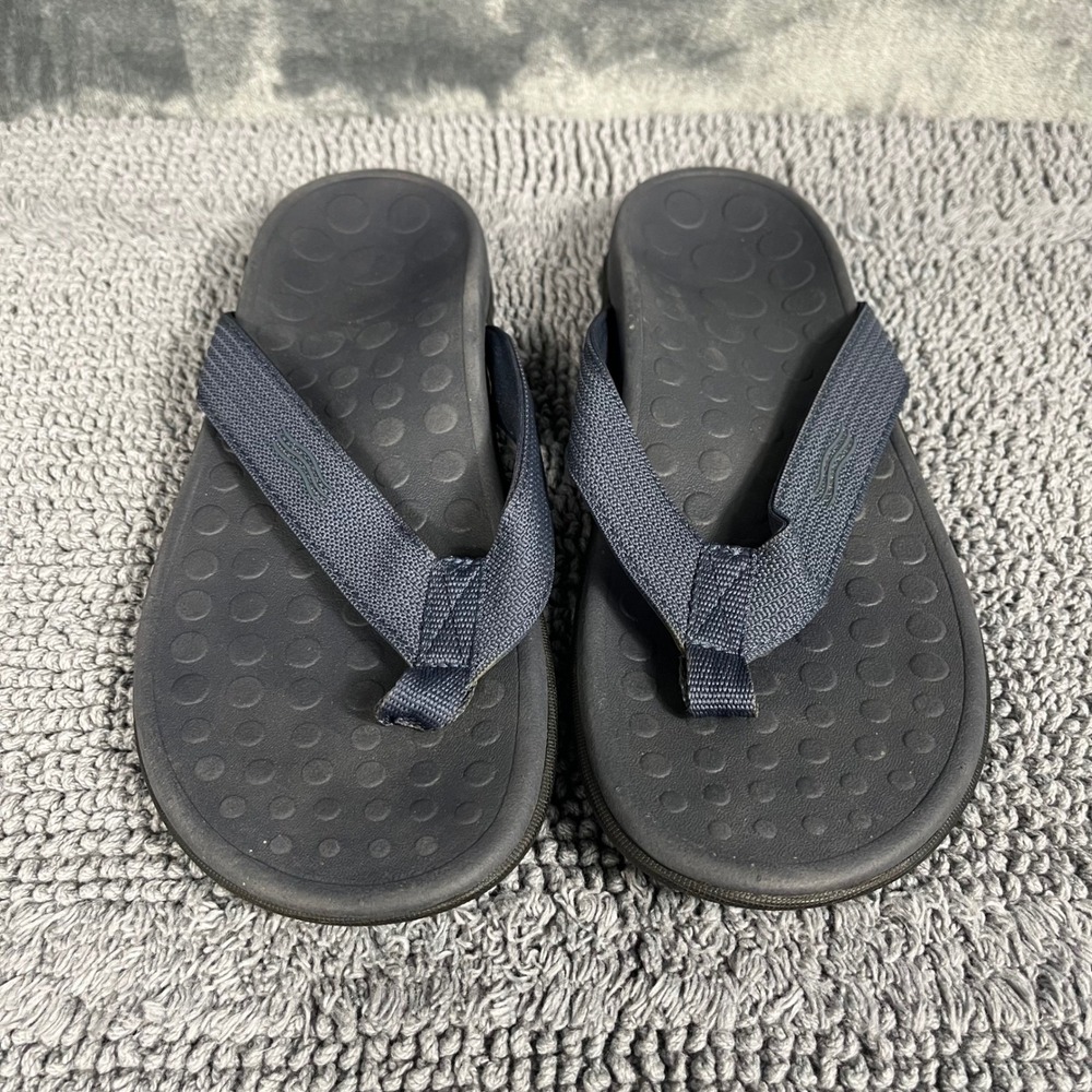 Vionic Wave Orthotic Flip Flops Navy Blue Sandals Womens 9 Mens 8 TVM1004